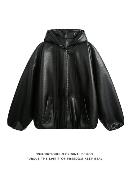 Men's Hooded Leather Jacket