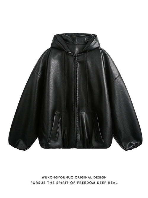Men's Hooded Leather Jacket
