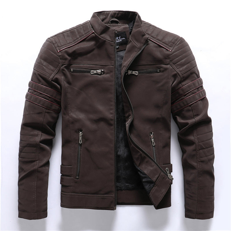 Men's Slim Fit Frosted PU Leather Jacket