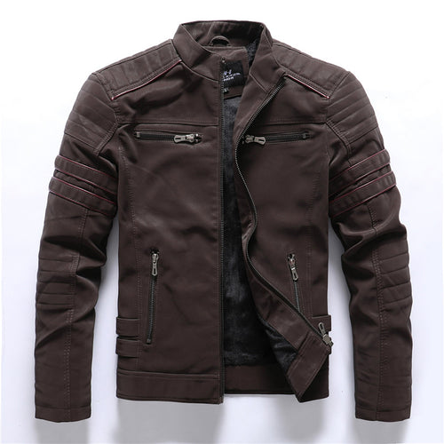 Men's Slim Fit Frosted PU Leather Jacket