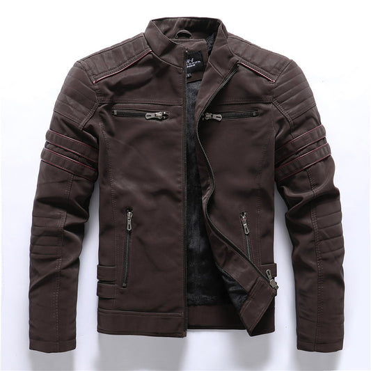 Men's Slim Fit Frosted PU Leather Jacket
