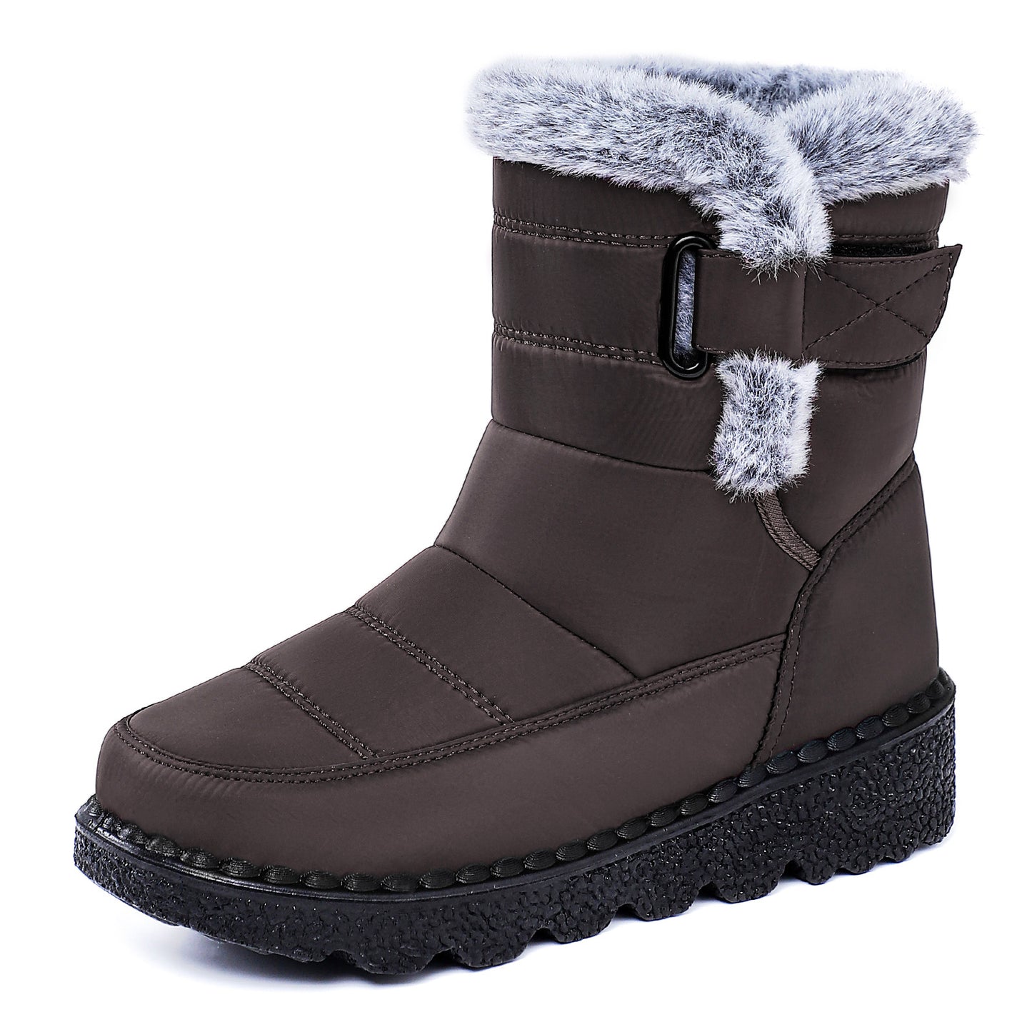 Women's Winter Fleece-Lined Snow Boots with Velcro Closure