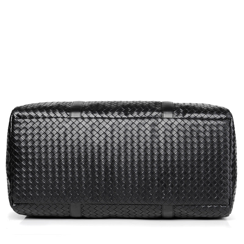 Large Capacity Plaid Woven Travel Shoulder Bag