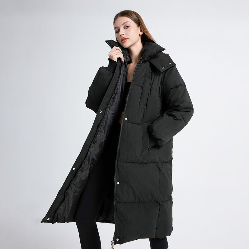 Women's Long Loose Hooded Down Cotton Padded Jacket