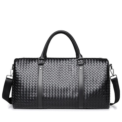 Large Capacity Plaid Woven Travel Shoulder Bag
