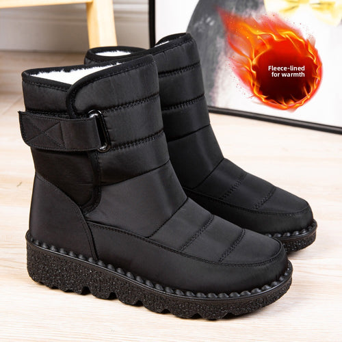 Women's Warm Waterproof Snow Boots with Velcro Closure