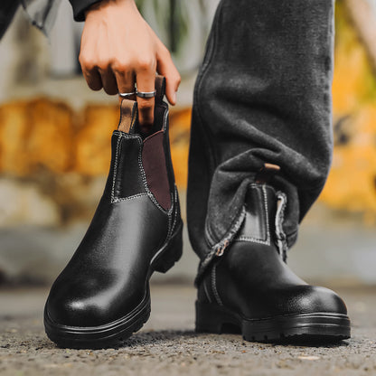 Unisex Chelsea Leather Boots with Rubber Sole