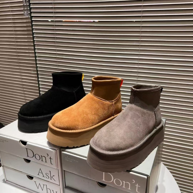 Thick-soled pencil elastic boots