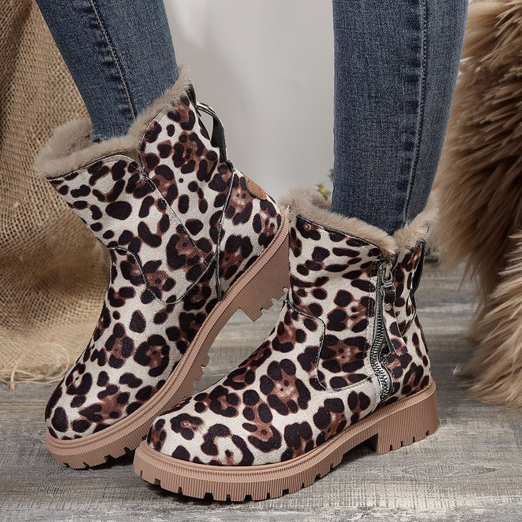 Women's Winter Snow Boots with Plush Lining and Side Zipper
