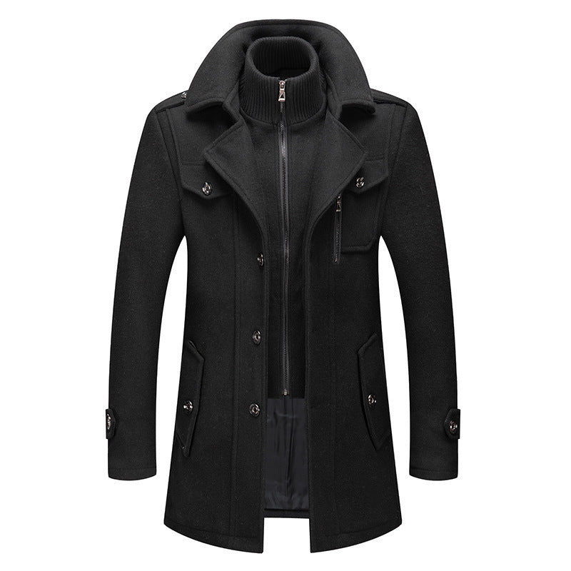 Men's Business Wool Coat Winter Double Collar Jacket