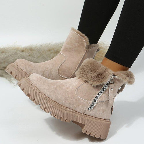 Women's Winter Snow Boots with Plush Lining and Side Zipper