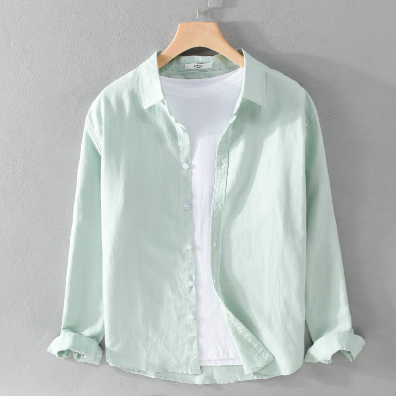 Cotton and linen long-sleeved shirt jacket