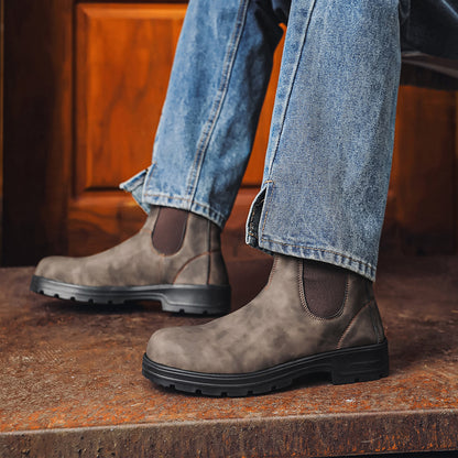 Unisex Chelsea Leather Boots with Rubber Sole