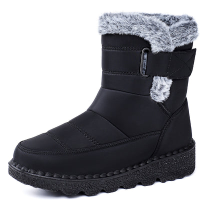 Women's Winter Fleece-Lined Snow Boots with Velcro Closure