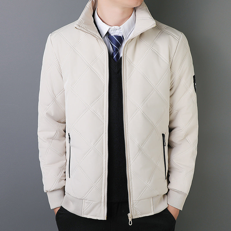 Men's Fleece-Lined Winter Jacket with Stand Collar
