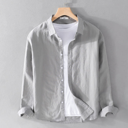 Cotton and linen long-sleeved shirt jacket
