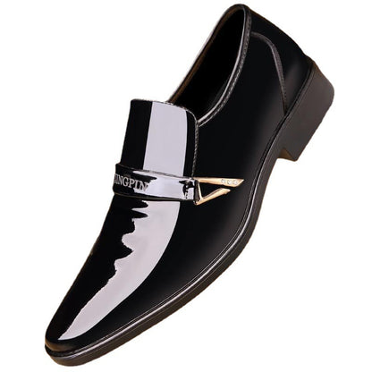 Men's Fashionable Glossy Leather Slip-On Shoes