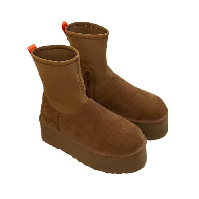 Thick-soled pencil elastic boots