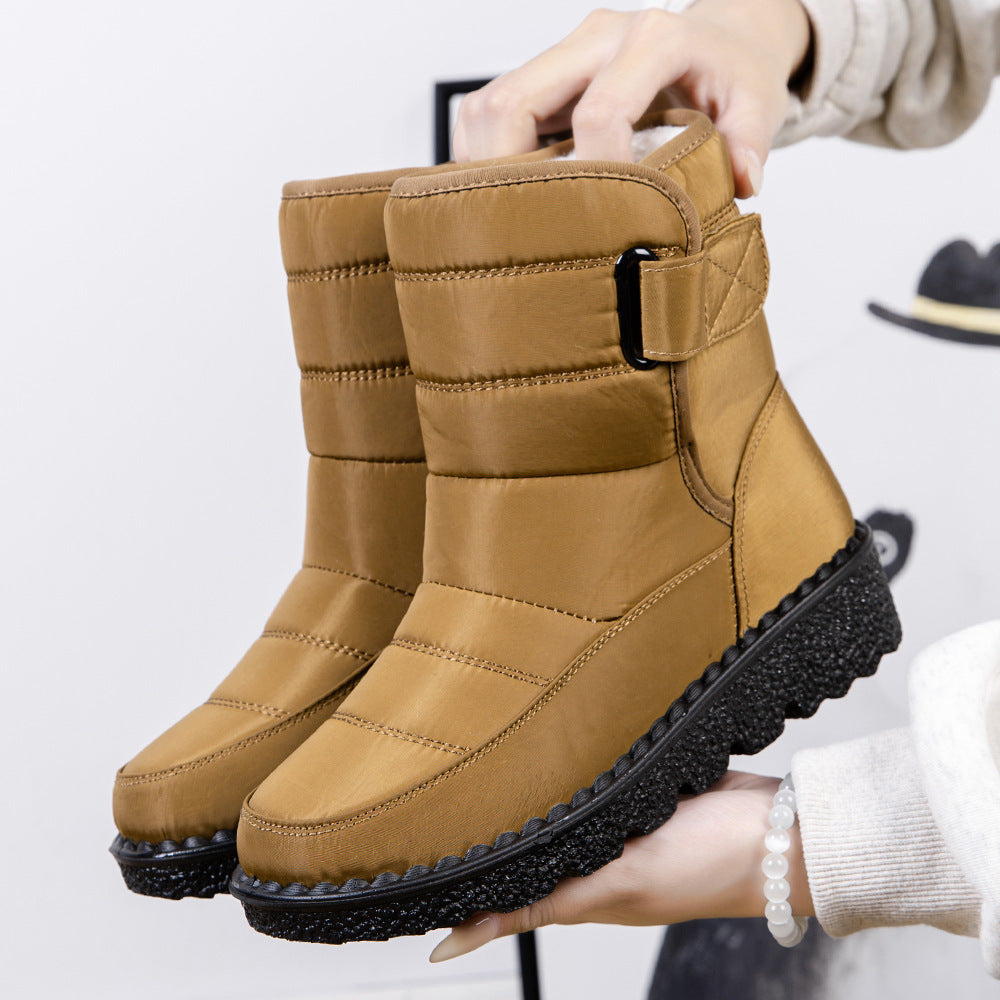 Women's Warm Waterproof Snow Boots with Velcro Closure