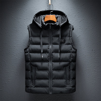 Men's Winter Padded Vest Slim Fit Hooded Jacket