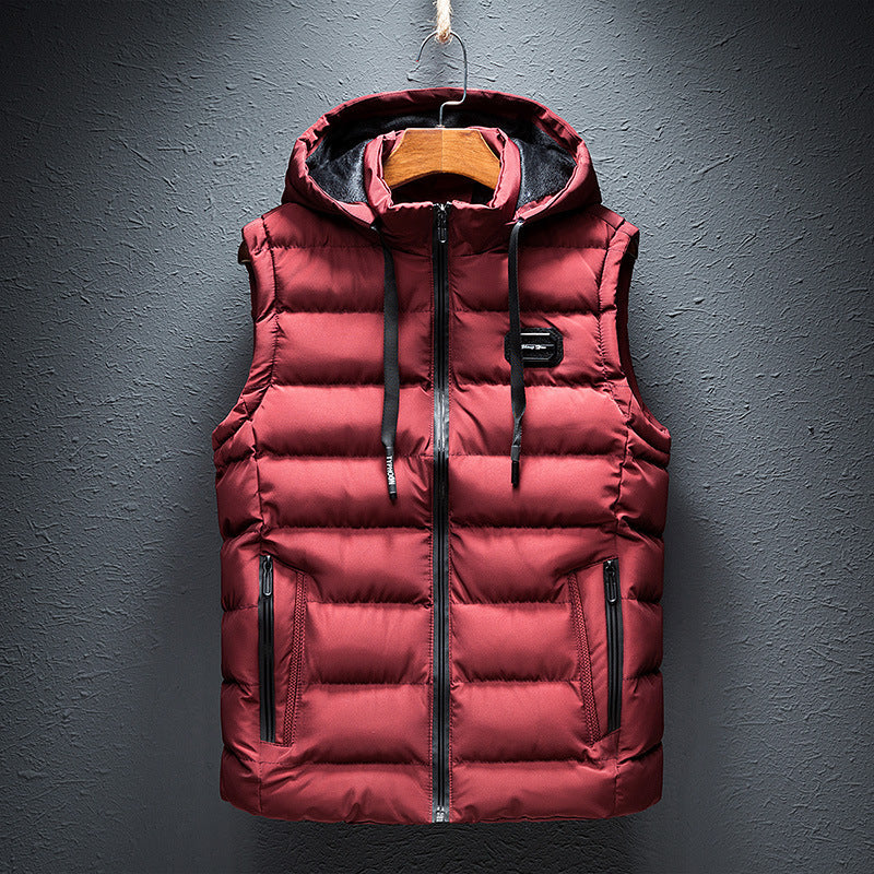 Men's Winter Padded Vest Slim Fit Hooded Jacket