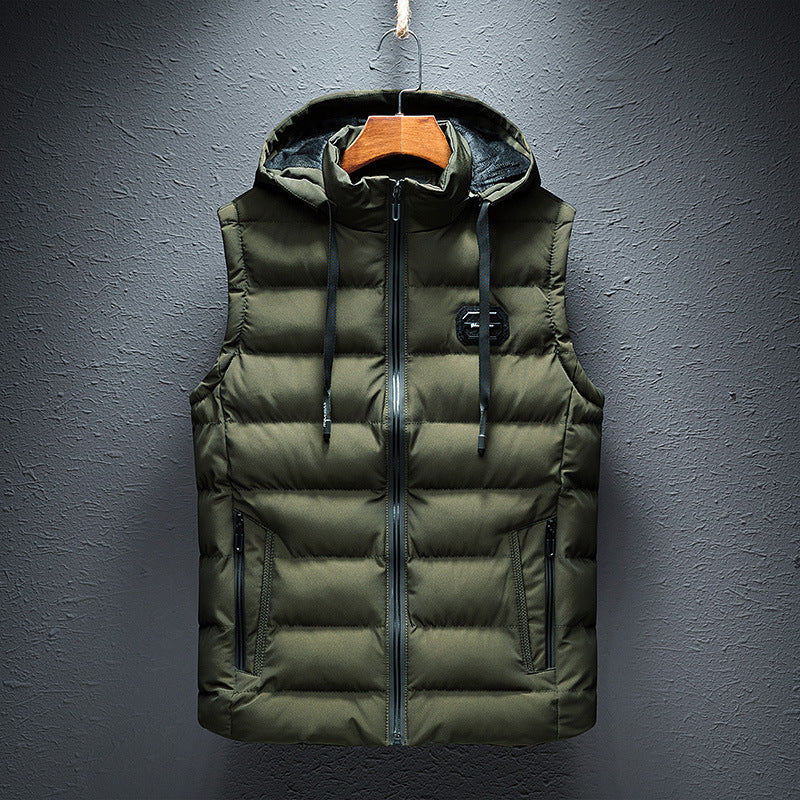Men's Winter Padded Vest Slim Fit Hooded Jacket