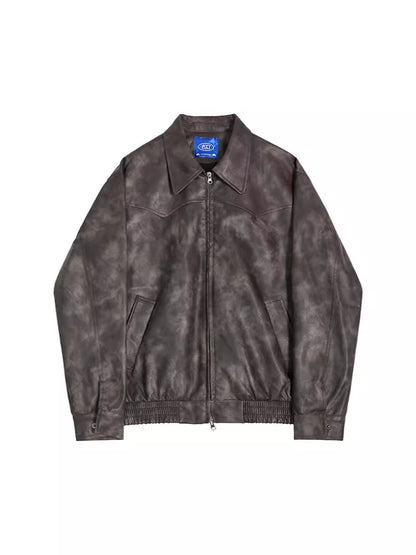 Retro short leather jacket for men