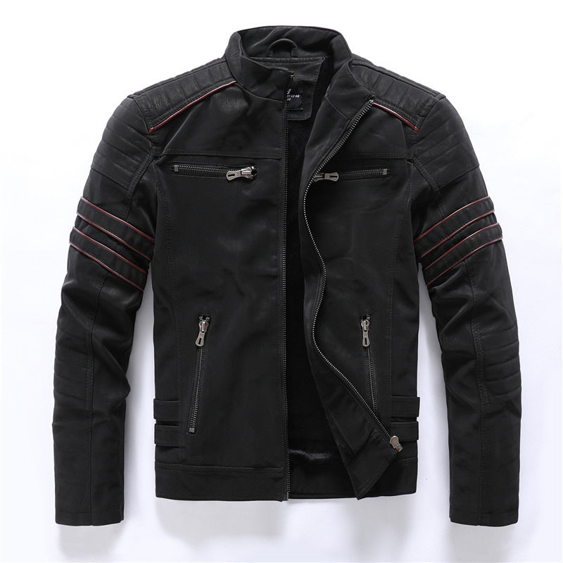 Men's Slim Fit Frosted PU Leather Jacket