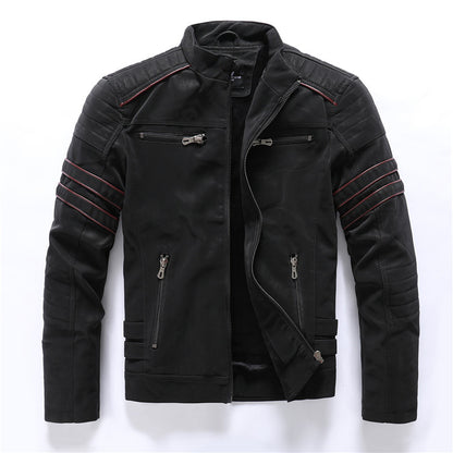 Men's Slim Fit Frosted PU Leather Jacket