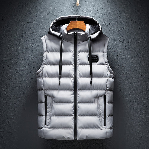 Men's Winter Padded Vest Slim Fit Hooded Jacket