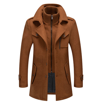 Men's Business Wool Coat Winter Double Collar Jacket