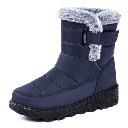 Women's Winter Fleece-Lined Snow Boots with Velcro Closure