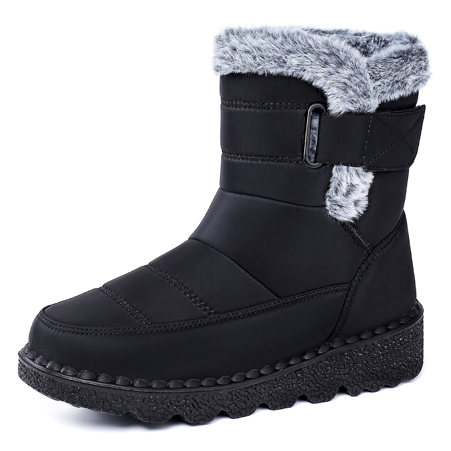 Women's Winter Fleece-Lined Snow Boots with Velcro Closure