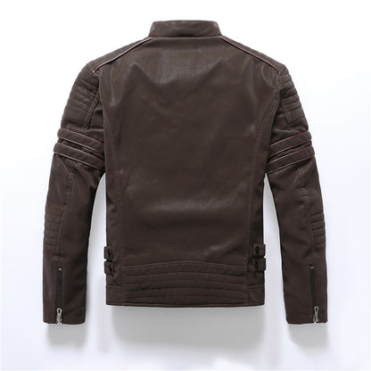 Men's Slim Fit Frosted PU Leather Jacket