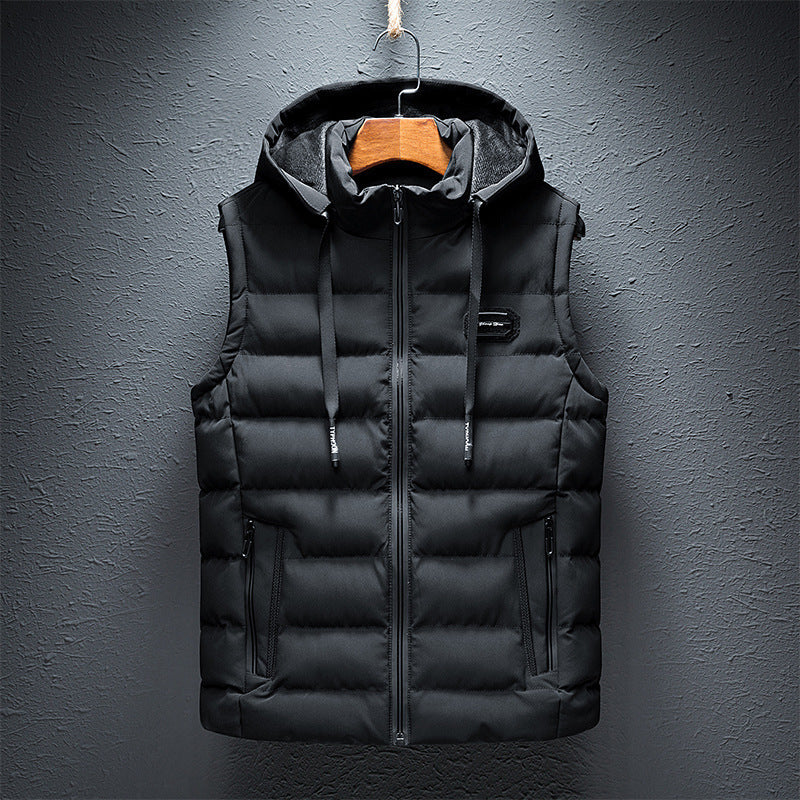 Men's Winter Padded Vest Slim Fit Hooded Jacket