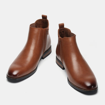 Classic Men's Chelsea Boots with Wooden Heel