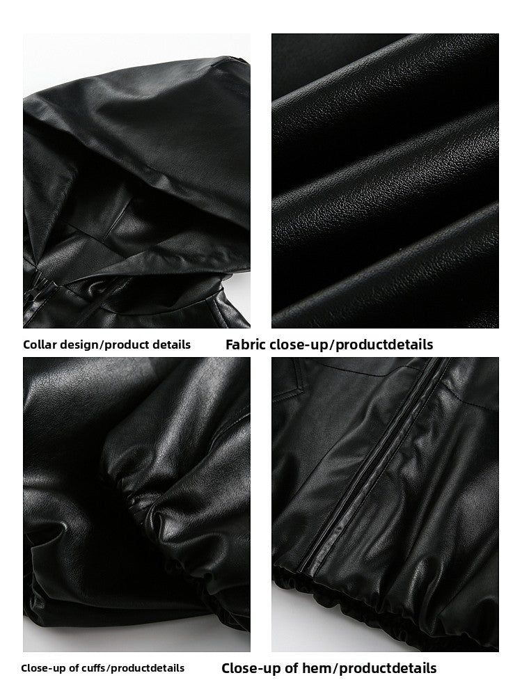 Men's Hooded Leather Jacket