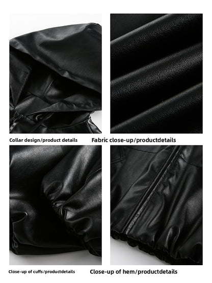 Men's Hooded Leather Jacket