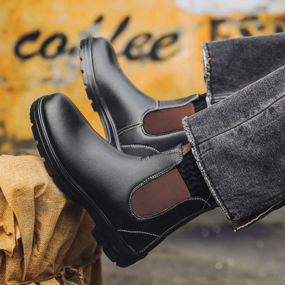 Unisex Chelsea Leather Boots with Rubber Sole