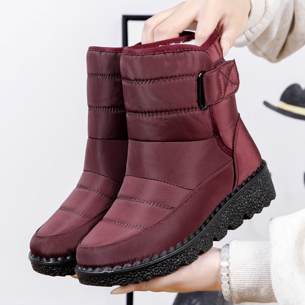 Women's Warm Waterproof Snow Boots with Velcro Closure