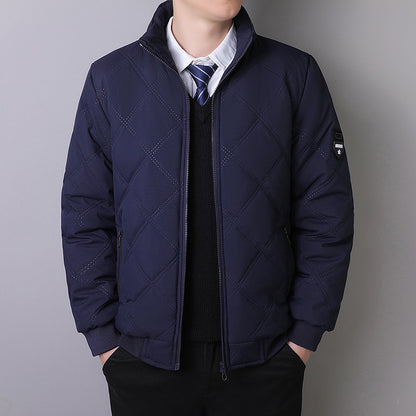 Men's Fleece-Lined Winter Jacket with Stand Collar