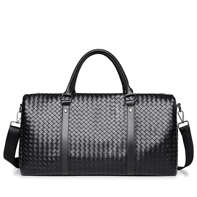 Large Capacity Plaid Woven Travel Shoulder Bag