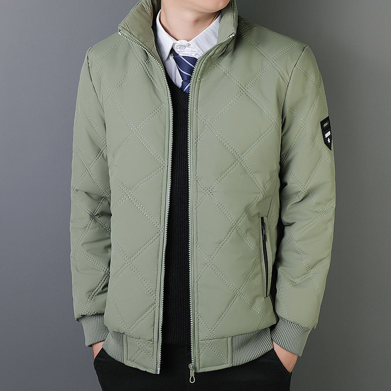 Men's Fleece-Lined Winter Jacket with Stand Collar