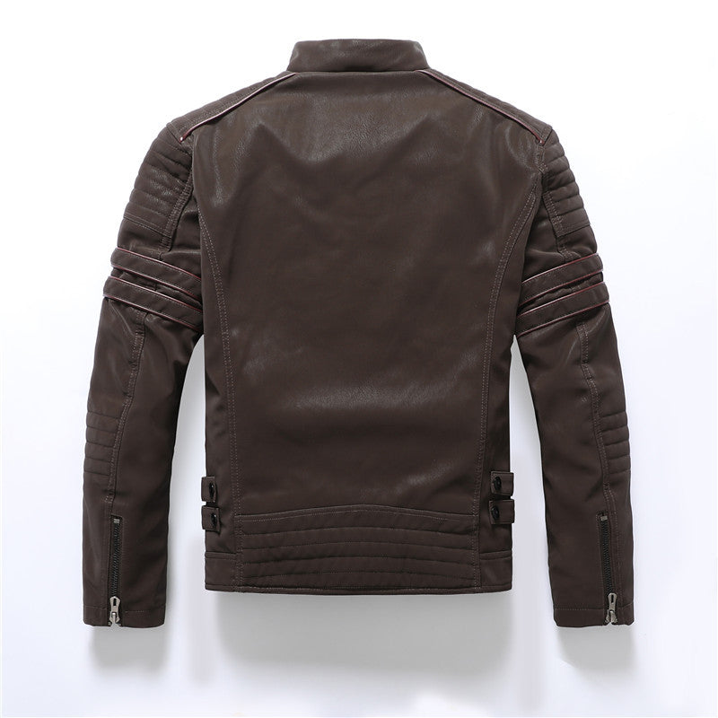Men's Slim Fit Frosted PU Leather Jacket