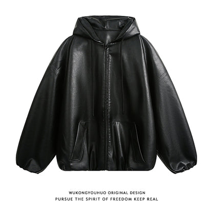 Men's Hooded Leather Jacket