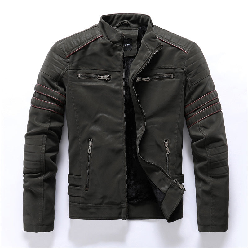 Men's Slim Fit Frosted PU Leather Jacket