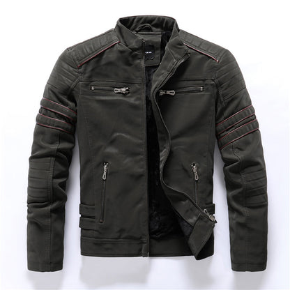 Men's Slim Fit Frosted PU Leather Jacket