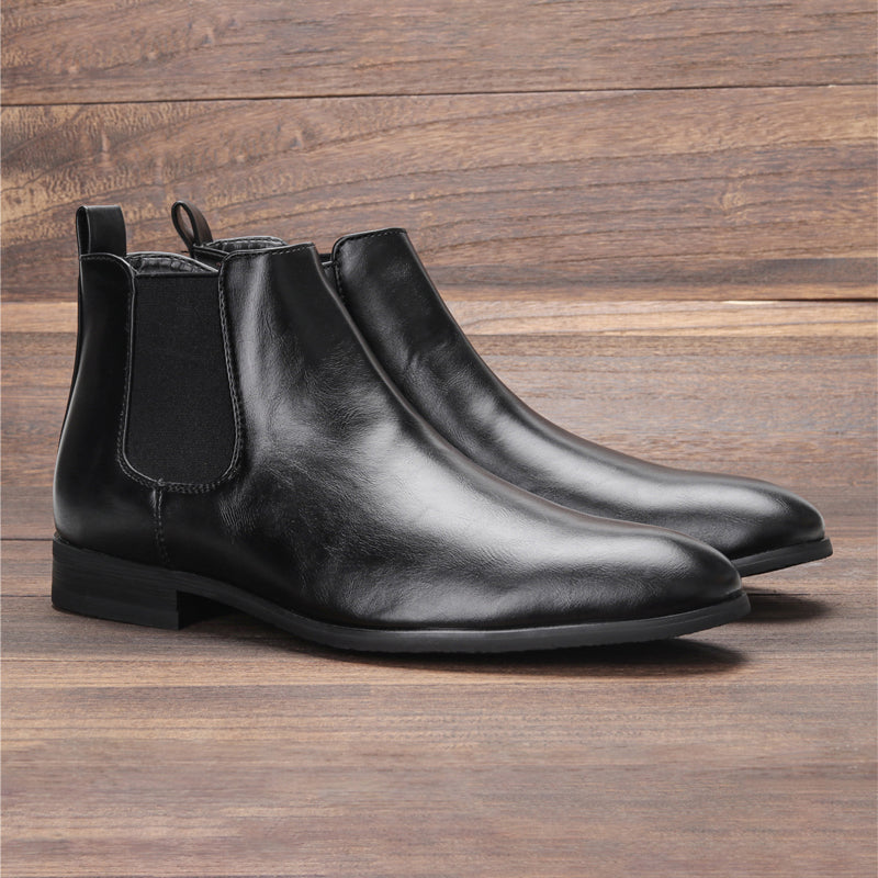 Classic Men's Chelsea Boots with Wooden Heel