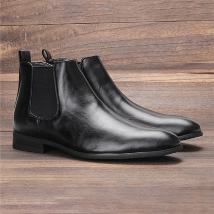 Classic Men's Chelsea Boots with Wooden Heel