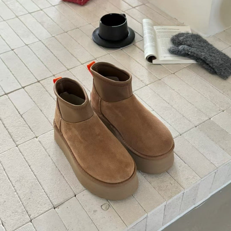 Thick-soled pencil elastic boots